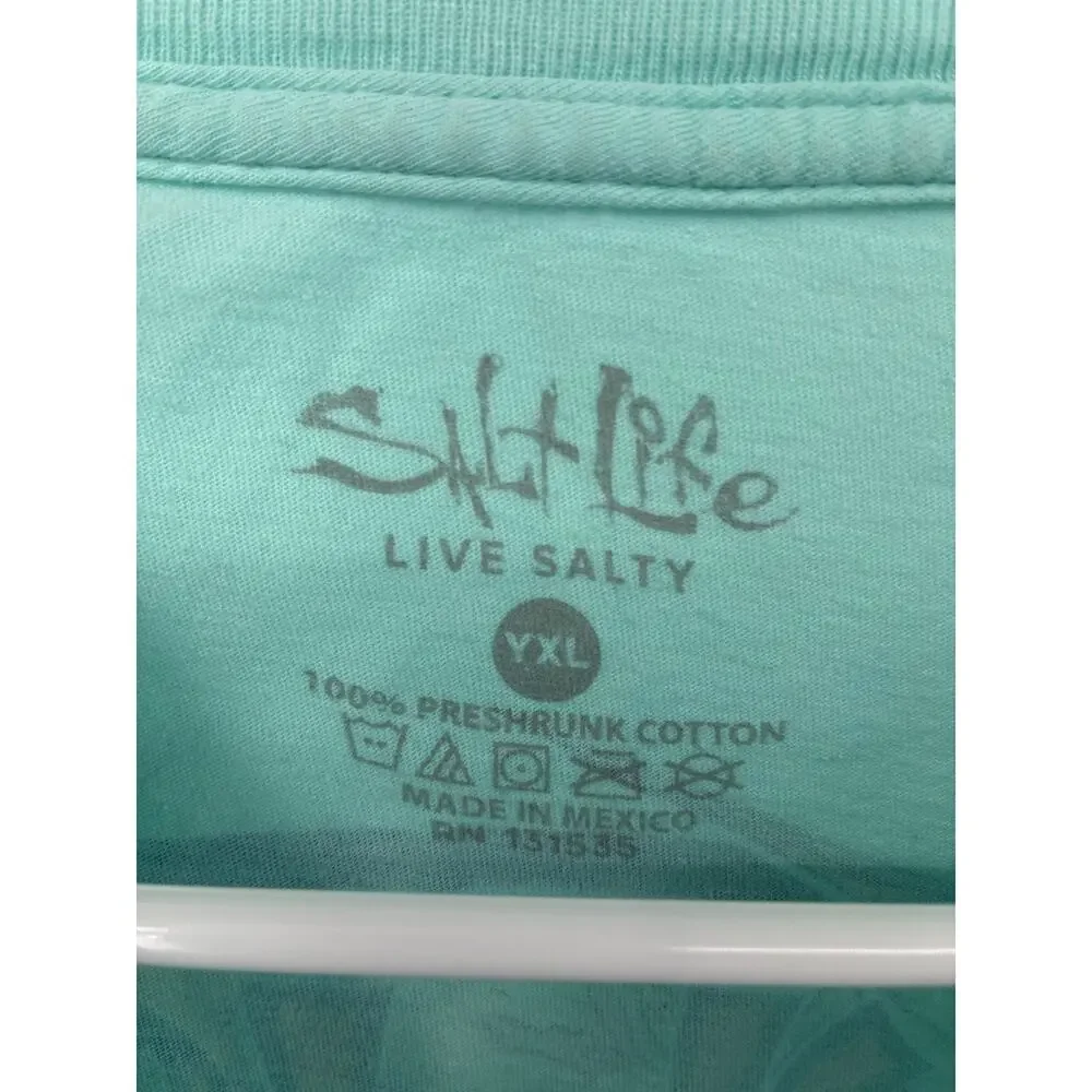 Ron Jon Surf Shop Salt Life Tropical Canopy Mint Tee Youth XL